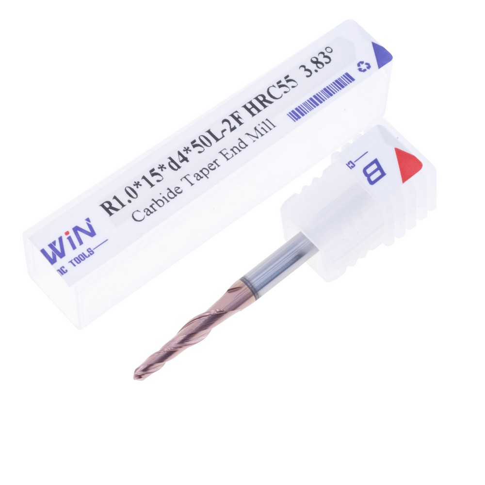 Фреза конусна сферична R1.0*15*d4*50L-2F HRC55 3.83°
