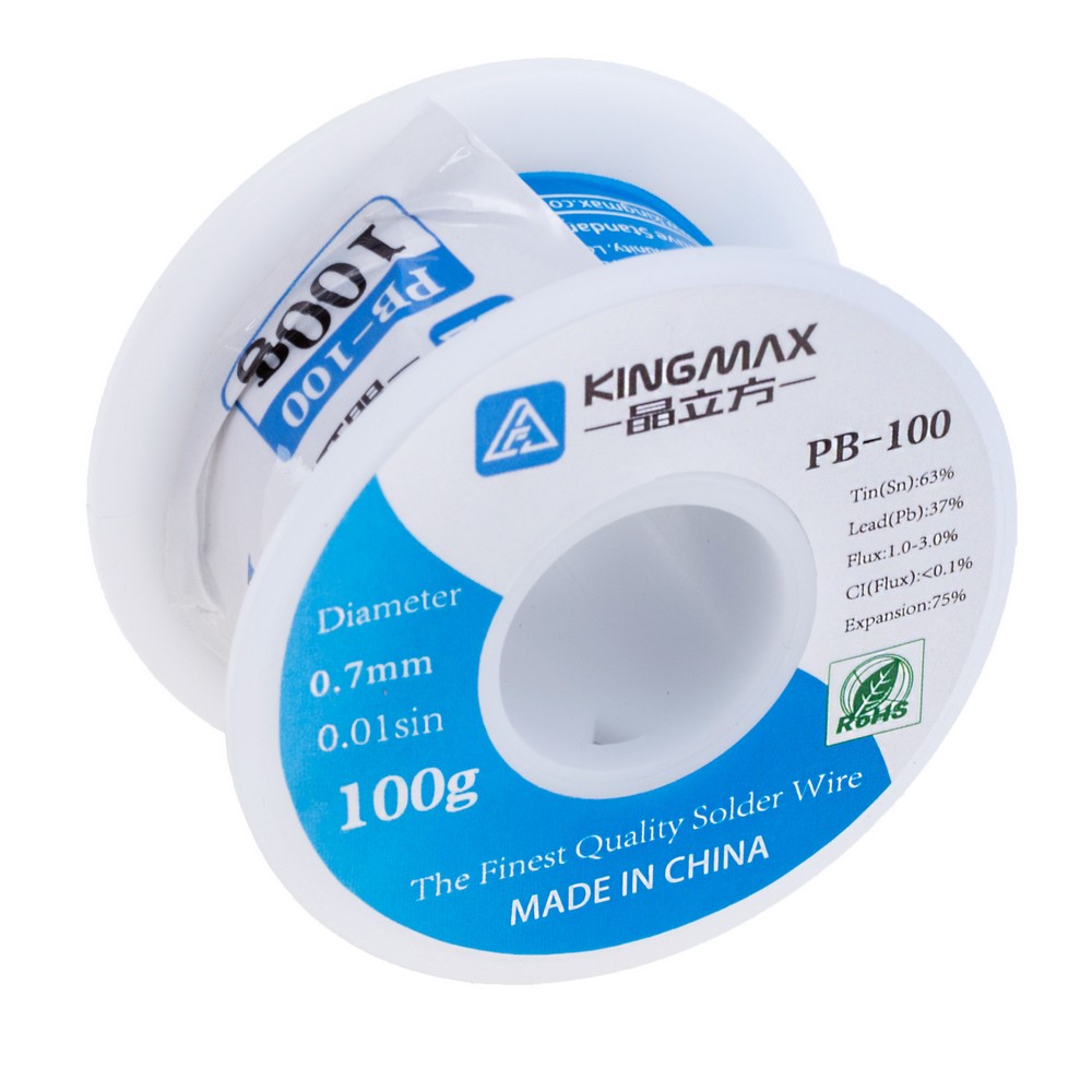 Дротяний припій PB-100 0,7mm/100г (KINGMAX, Sn63/Pb37) Дротяний припій PB-100 0,7mm/100г (KINGMAX, Sn63/Pb37)