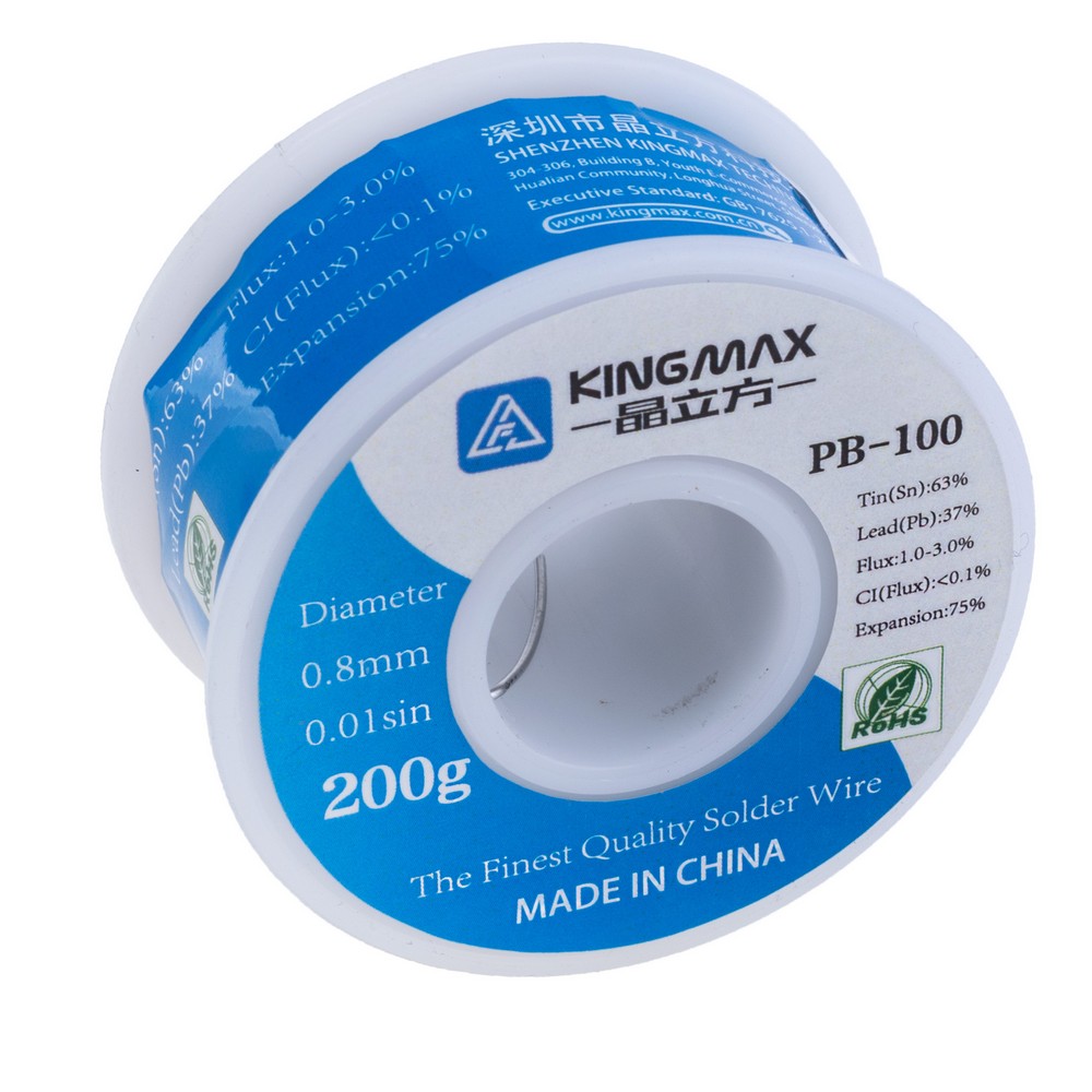 Дротяний припій PB-100 0,8mm/200г (KINGMAX, Sn63/Pb37) Дротяний припій PB-100 0,8mm/200г (KINGMAX, Sn63/Pb37)