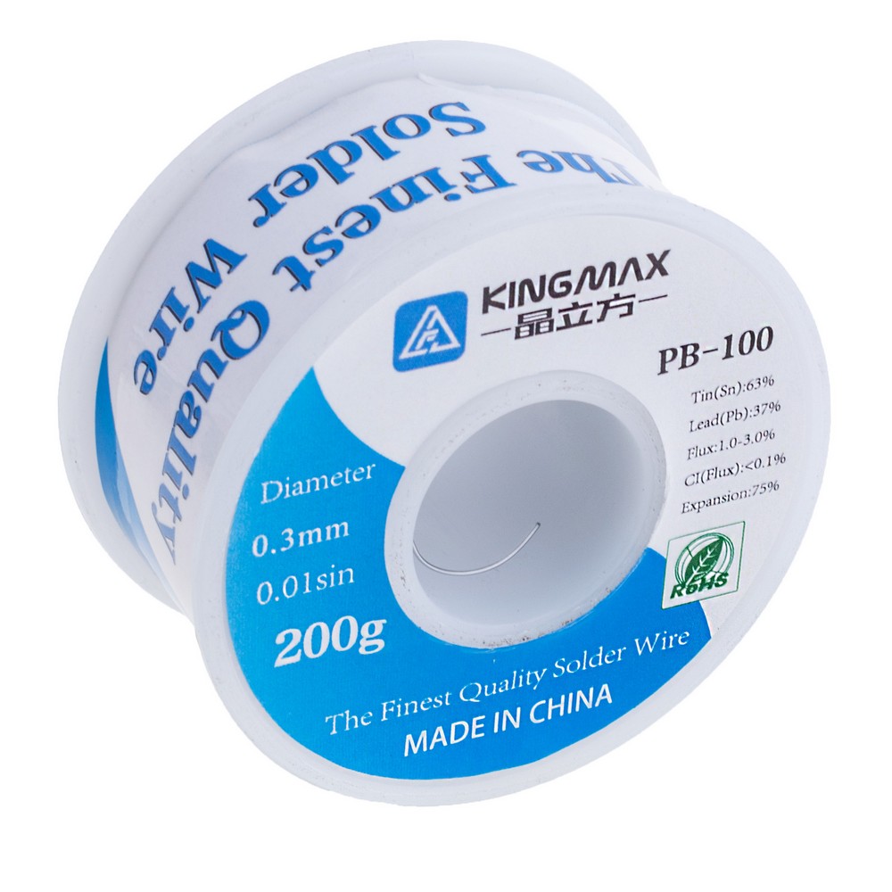 Дротяний припій PB-100 0,3mm/200г (KINGMAX, Sn63/Pb37) Дротяний припій PB-100 0,3mm/200г (KINGMAX, Sn63/Pb37)