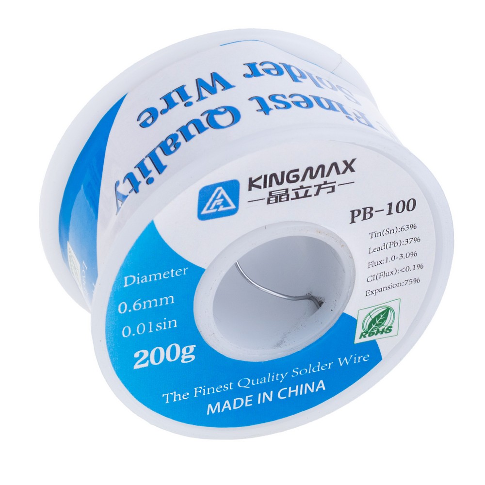 Дротяний припій PB-100 0,6mm/200г (KINGMAX, Sn63/Pb37) Дротяний припій PB-100 0,6mm/200г (KINGMAX, Sn63/Pb37)