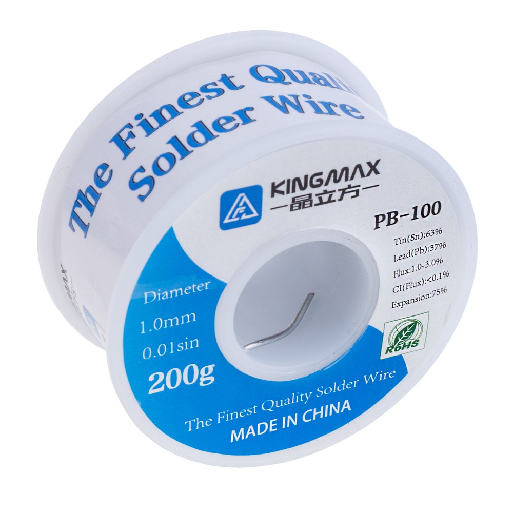 Дротяний припій PB-100 1,0mm/200г (KINGMAX, Sn63/Pb37) Дротяний припій PB-100 1,0mm/200г (KINGMAX, Sn63/Pb37)
