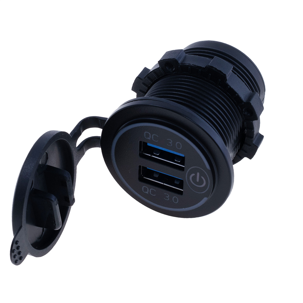 Гніздо USB-A на панель, для живлення з підтримкою QC3.0. Зелене