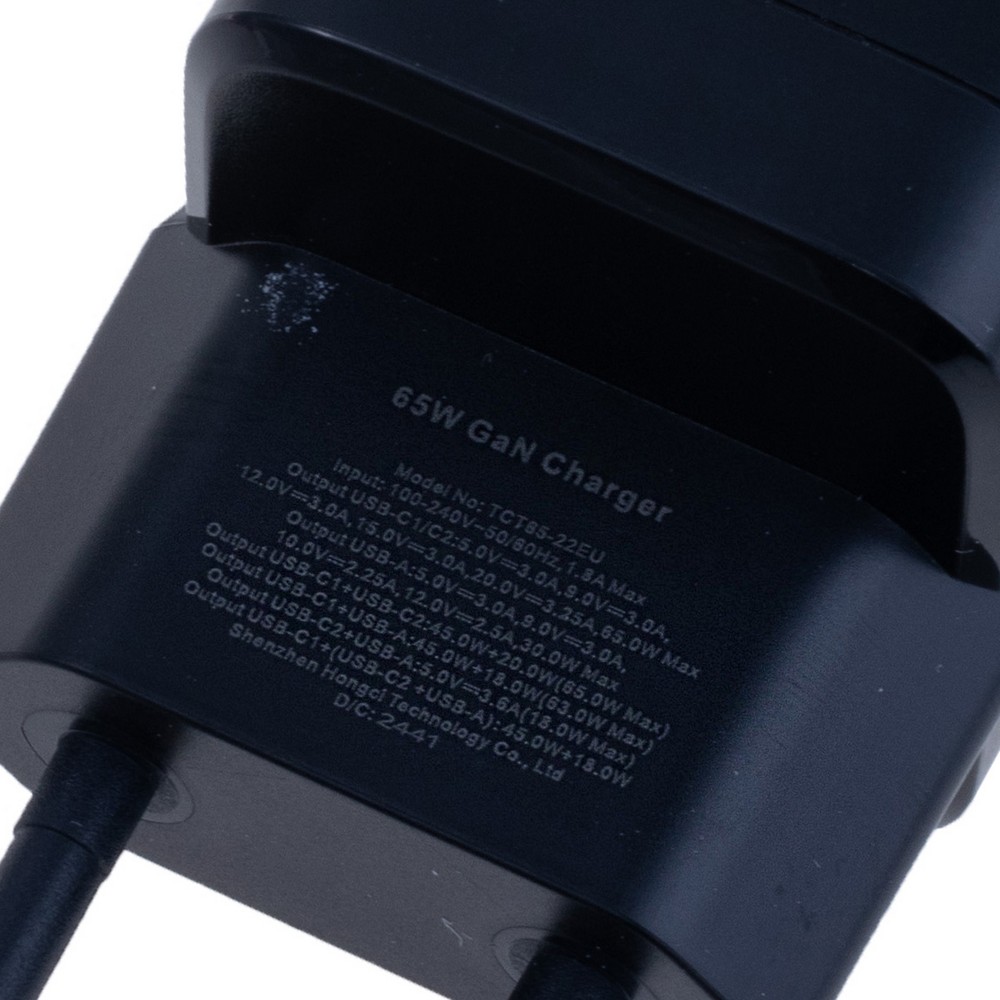 Зарядний пристрій GaN 65W, TCT65W-XR01 Black