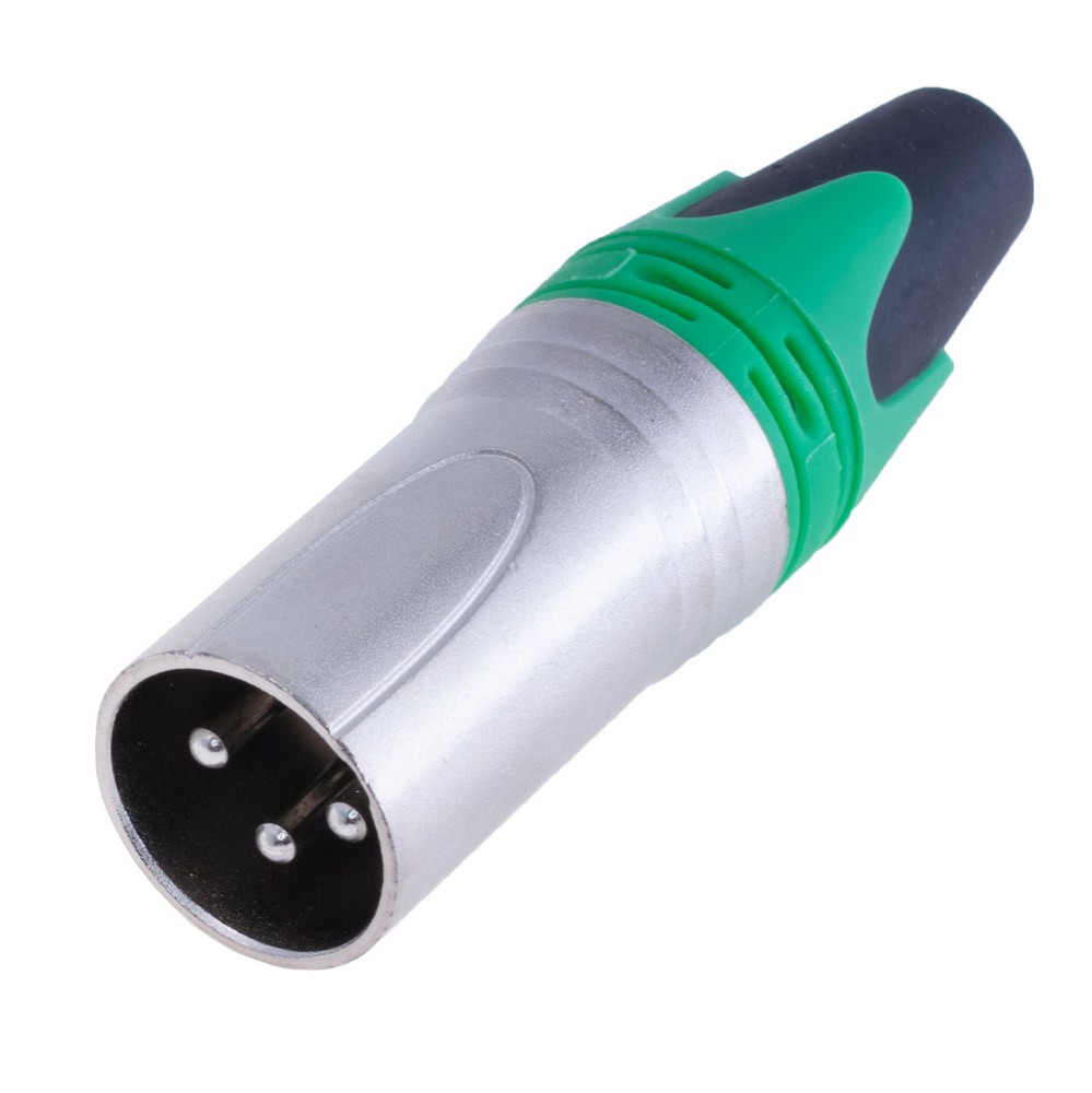 Гніздо "тато" XLR male-green, на провід, корпус металевий, зелене