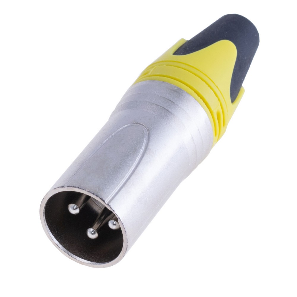 Гніздо "тато" XLR male-yellow, на провід, корпус металевий, жовтє