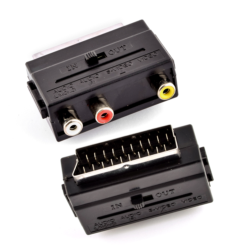 Adapter Scart-Stecker auf 3 RSA-Buchse W / Schalter (GT1-5013)