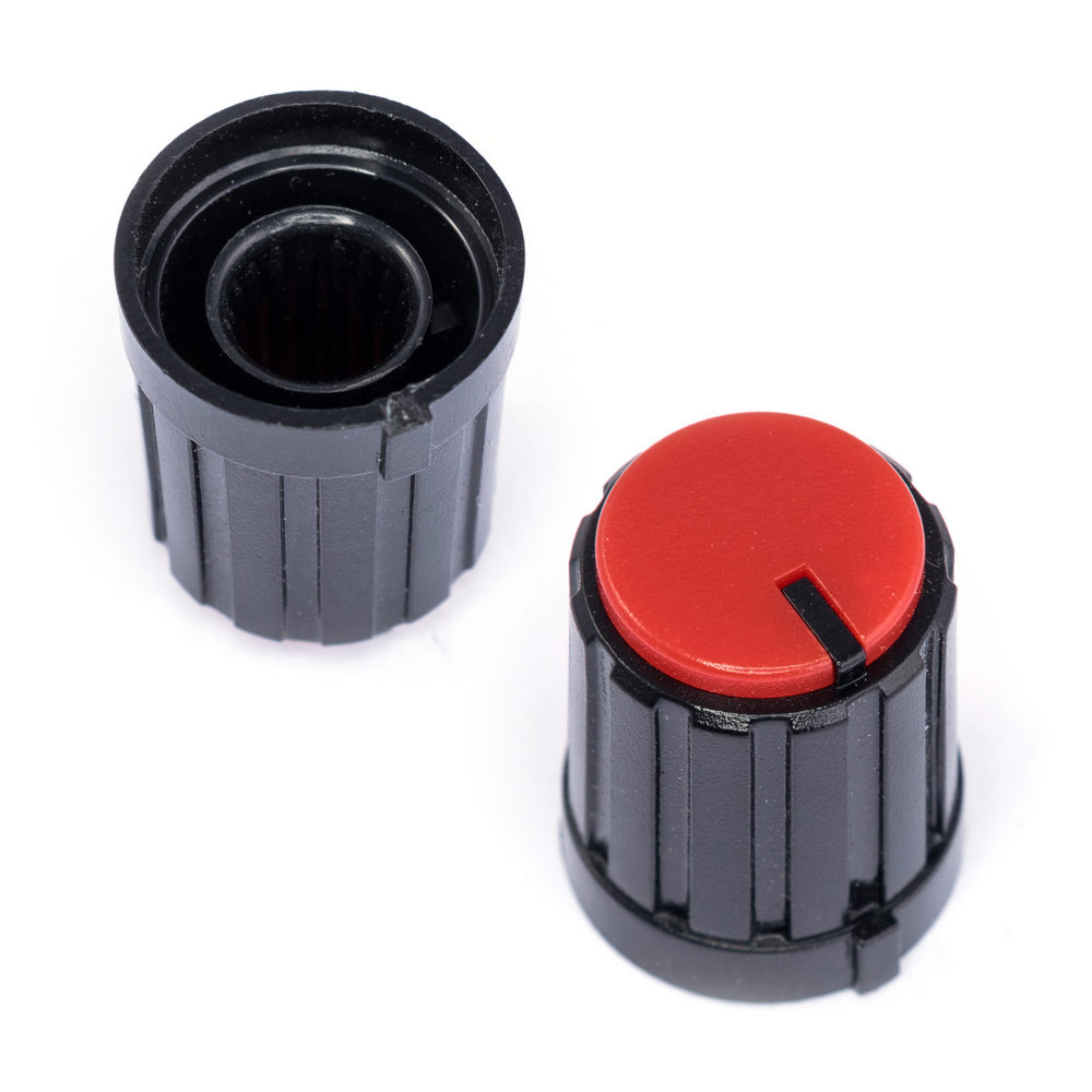 Griff fur Potentiometer D=16,5mm (Innen-.d=6mm Stern, schwarz mit rot Kappe)(GTC6M-13X16-C) Griff fur Potentiometer D=16,5mm (Innen-.d=6mm Stern, schwarz mit rot Kappe)(GTC6M-13X16-C)