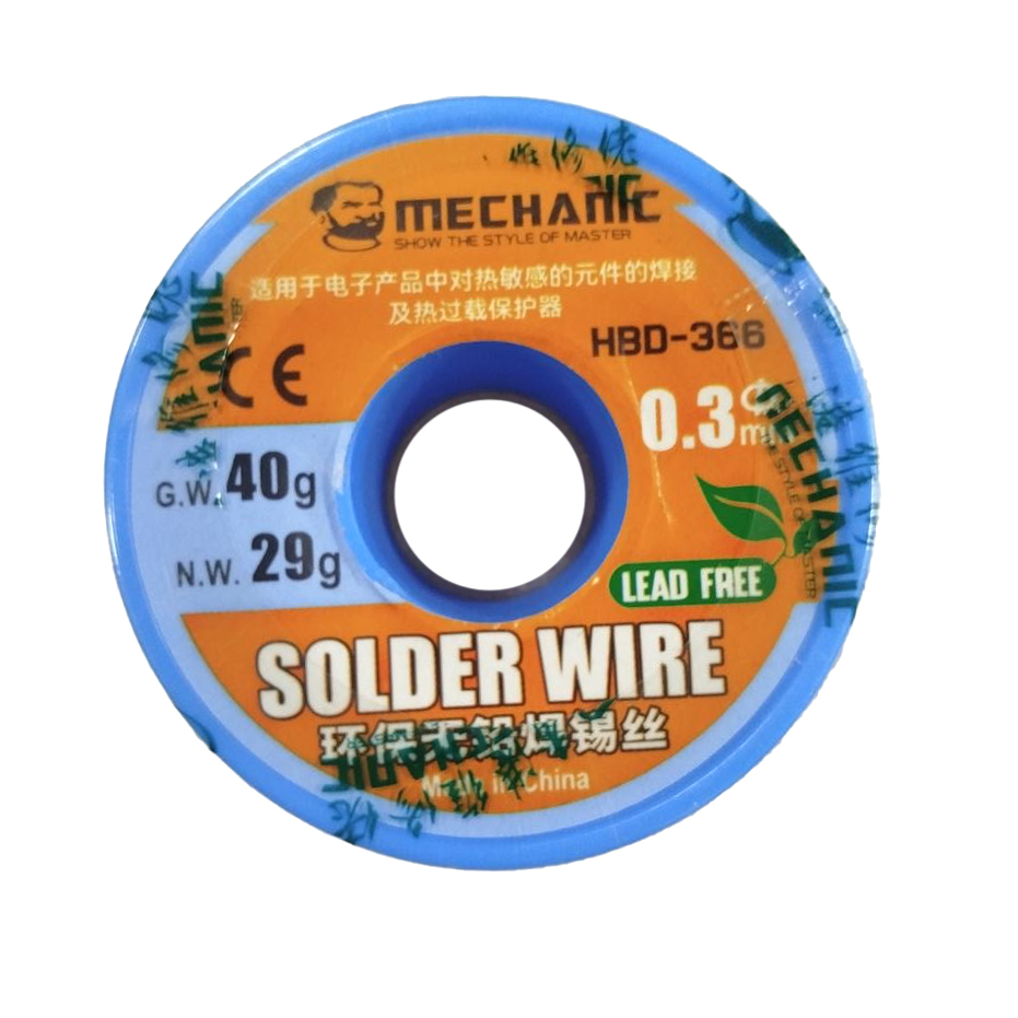 Дротяний припій HBD-366 0,3mm/40г (Mechanic, Sn42/Bi58)