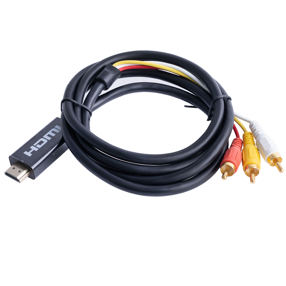 Кабель переходник HDMI "папа" в 3 RCA "папа" с контроллером 1,5M