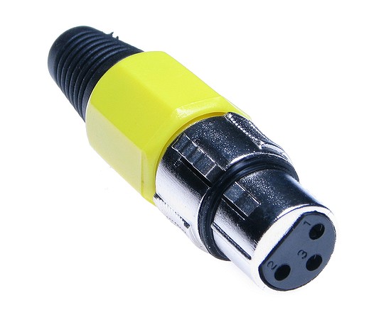 Штекер "мама" XLR 3P, на кабель, желтый (AL1201-Bochen) Штекер "мама" XLR 3P, на кабель, желтый (AL1201-Bochen)
