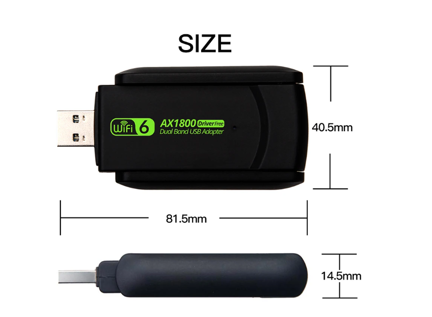USB3.0 WiFi6 2.4/5Gz RTL8832AU 1800Mbps (802.11ax/ac/a/b/g/n) для Win10/Win11