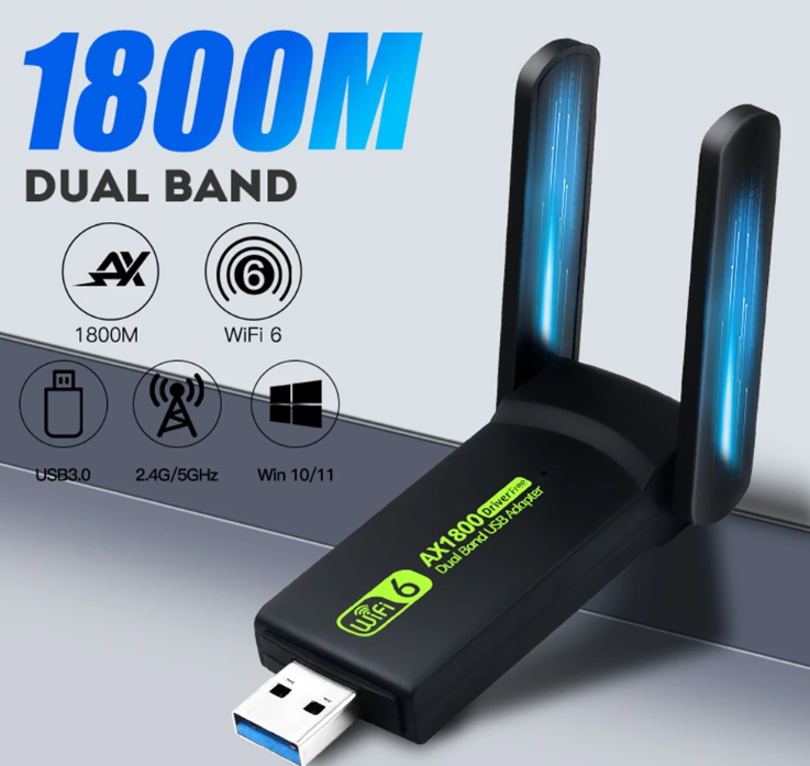 USB3.0 WiFi6 2.4/5Gz RTL8832AU 1800Mbps (802.11ax/ac/a/b/g/n) для Win10/Win11