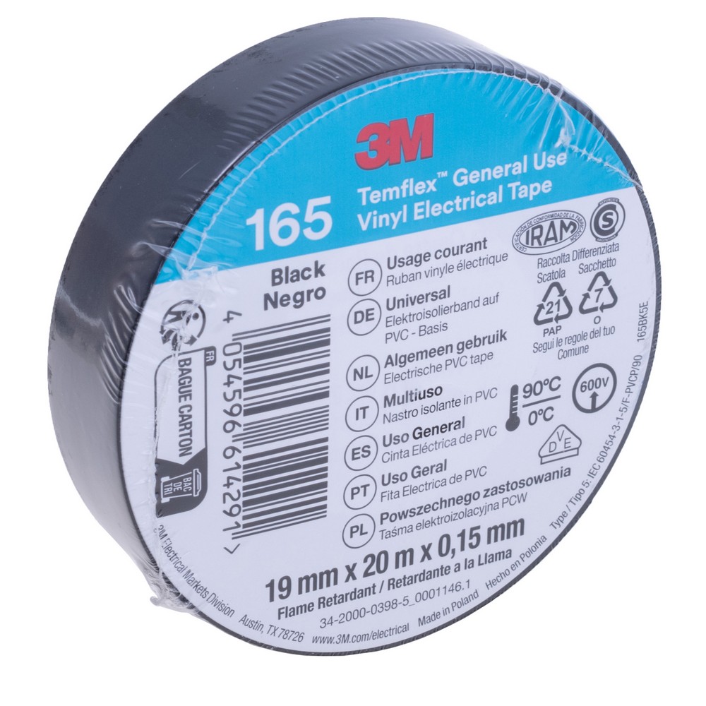 Ізоляційна стрічка 165 Temflex, чорна 19мм х 20м