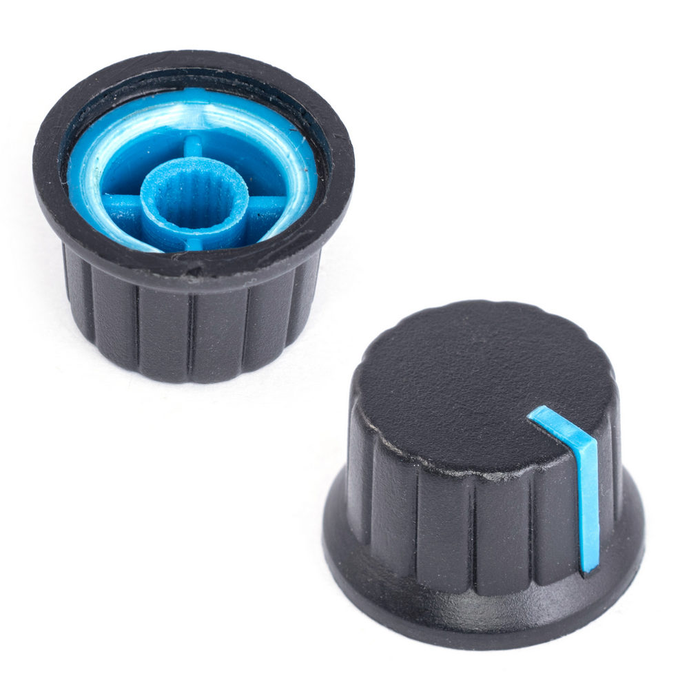 Griff auf Achse 6mm Stern KA485-7 schwarz, blau Anzeiger Griff auf Achse 6mm Stern KA485-7 schwarz, blau Anzeiger