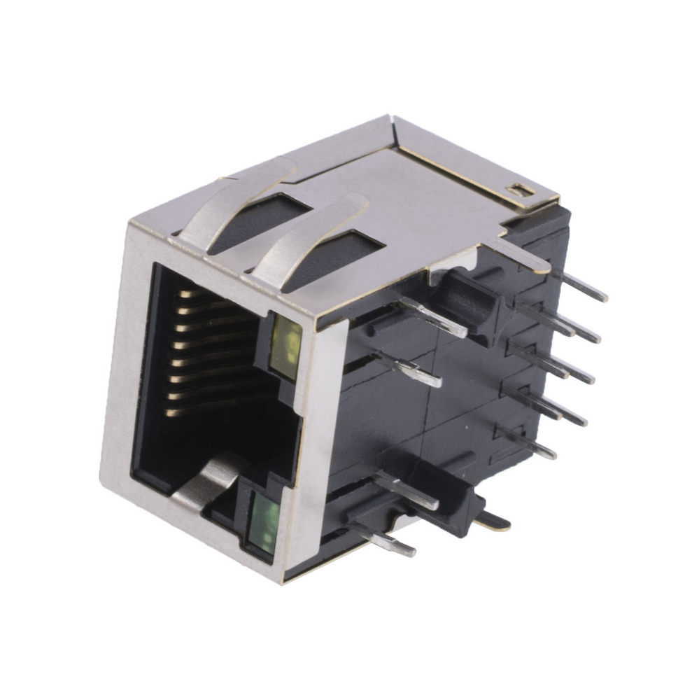 Steckdose RJ45 auf Platte, mit LED und Transformator (KLS12-TL002R-1*1-G/Y-1-03)