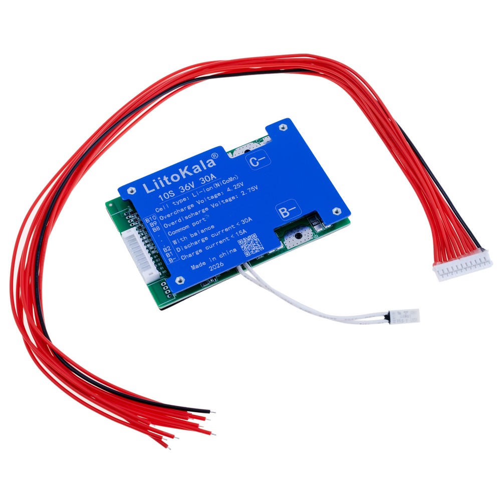 Плата захисту Li-Ion BMS для 10-ти акумуляторів LI-ION, 36V 30А LiitoKala Плата захисту Li-Ion BMS для 10-ти акумуляторів LI-ION, 36V 30А LiitoKala