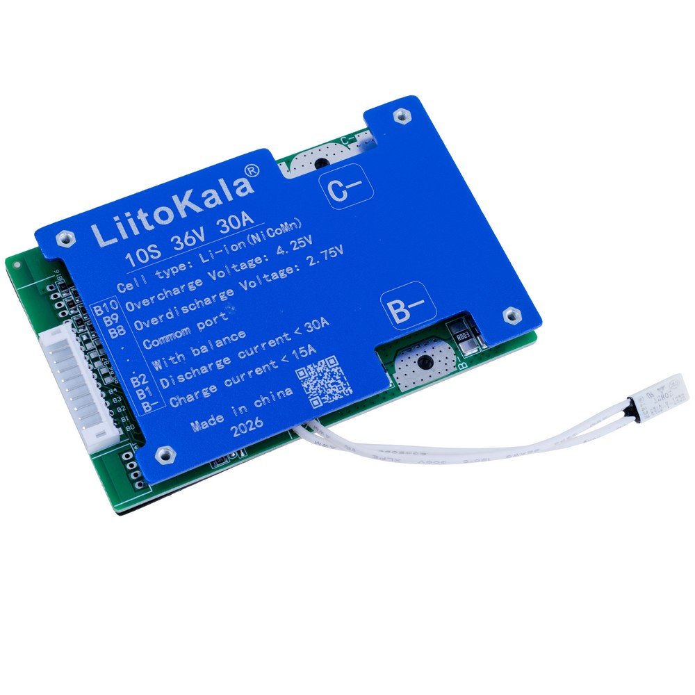 Плата захисту Li-Ion BMS для 10-ти акумуляторів LI-ION, 36V 30А LiitoKala Плата захисту Li-Ion BMS для 10-ти акумуляторів LI-ION, 36V 30А LiitoKala