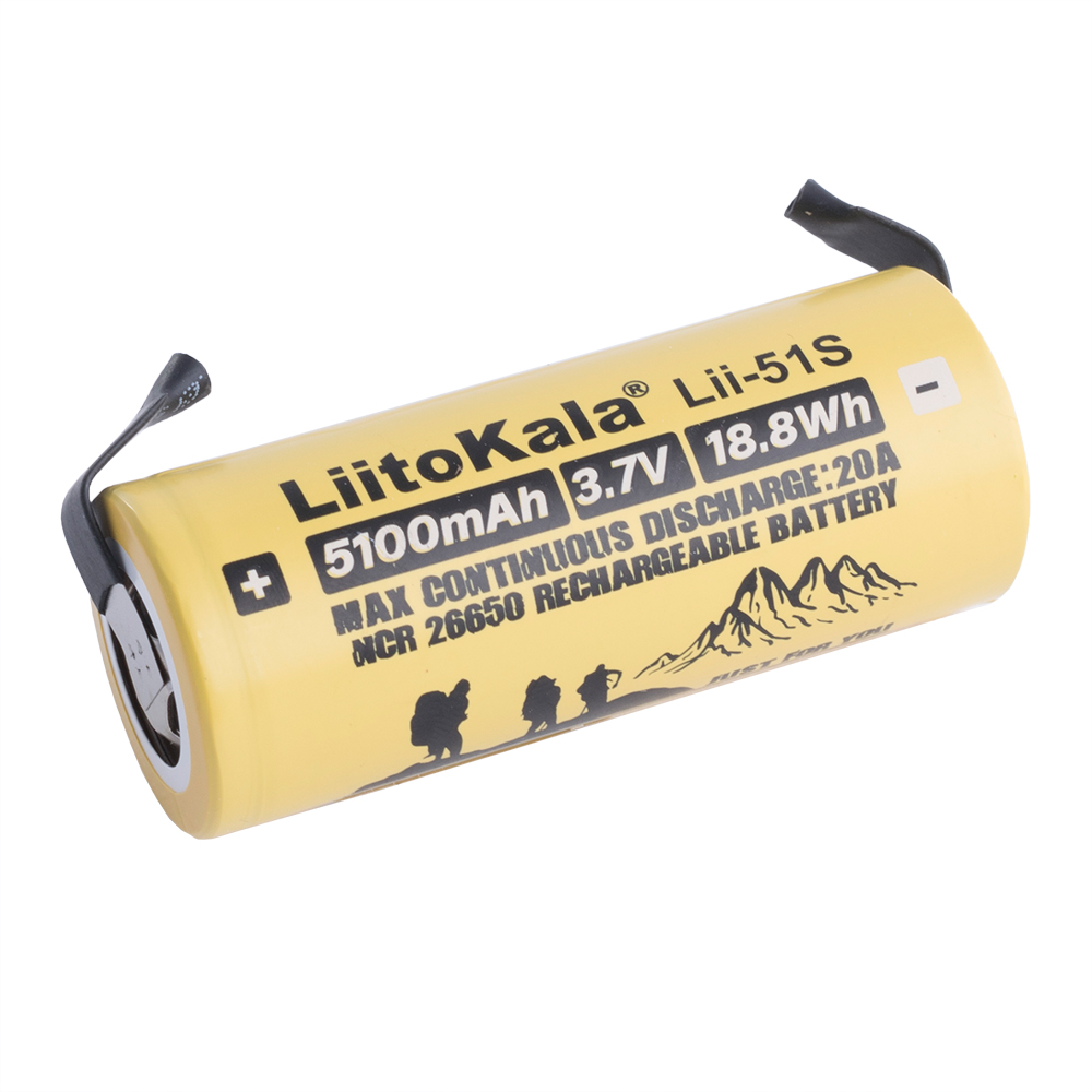 Lii-51S-N 26650 5100mAh с контактами (Liitokala аккумулятор)