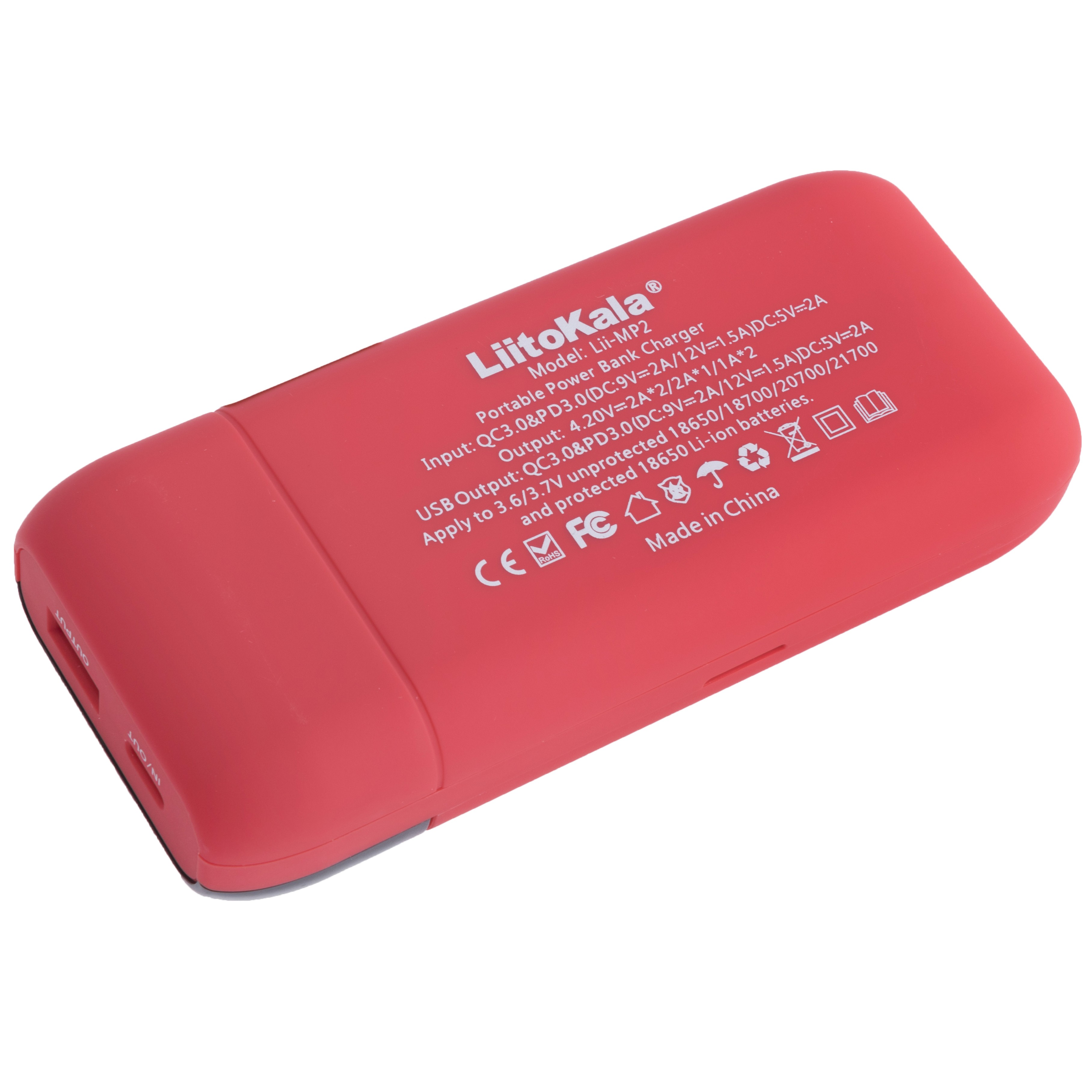 Зарядное устройство Lii-MP2 с функцией Powerbank, цвет красный