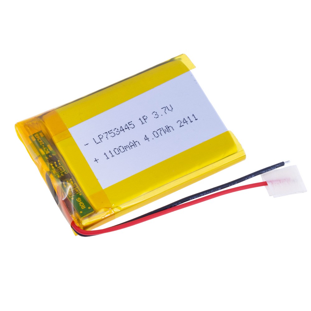 LiPo 1100 mAh, 3,7V, 7,5x34x45мм (LiPower) аккумулятор литий-полимерный)