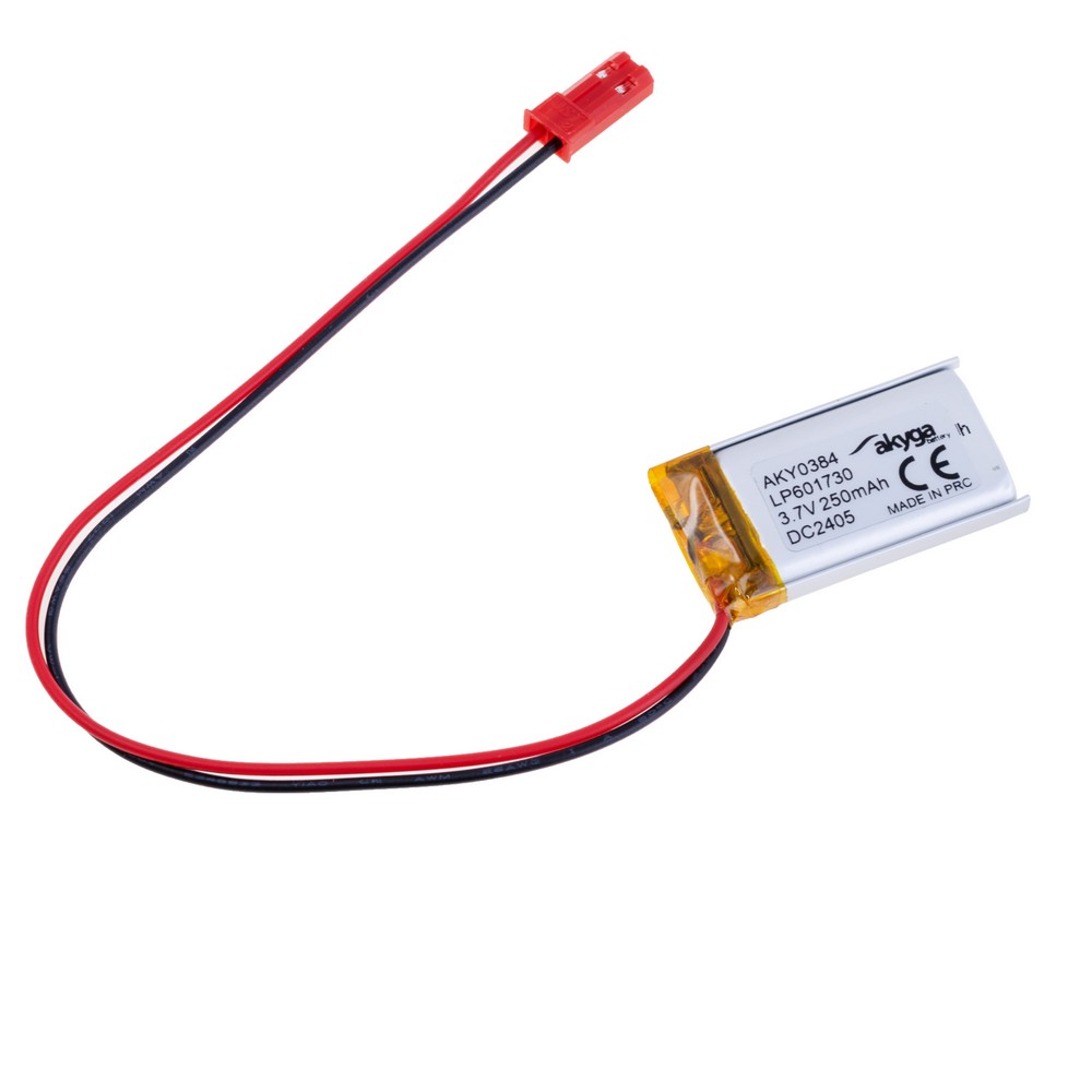 LiPo 250 mAh, 3,7V, 6x17x30 акумулятор літій-полімерний ACCU-AKY0384 AKYGA BATTERY LiPo 250 mAh, 3,7V, 6x17x30 акумулятор літій-полімерний ACCU-AKY0384 AKYGA BATTERY