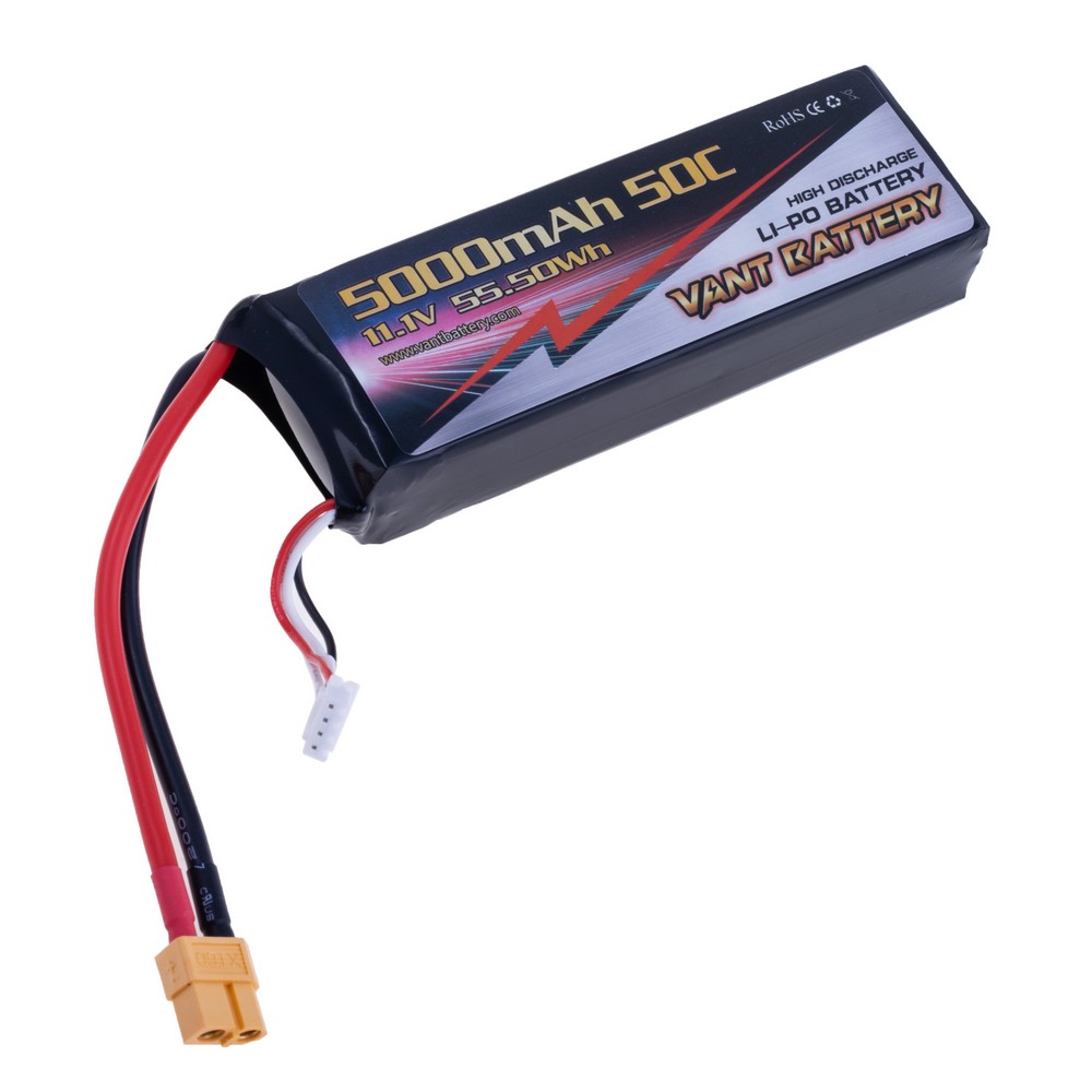 LiPo 5000 mAh, 11,1V, 22x43x132мм VANT Battery акумулятор літій-полімерний 3S1P LI-PO 50C XT60 LiPo 5000 mAh, 11,1V, 22x43x132мм VANT Battery акумулятор літій-полімерний 3S1P LI-PO 50C XT60