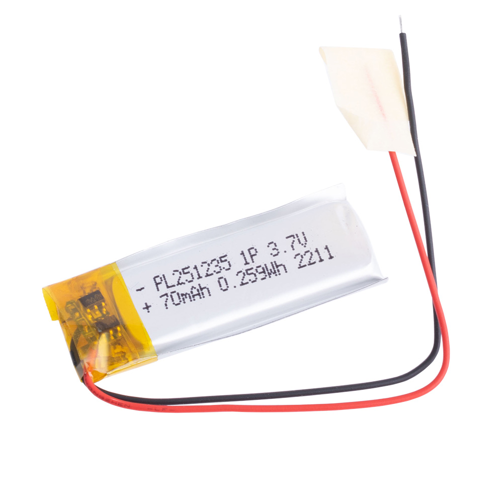 LiPo 70 mAh, 3,7V, 2,7x12,5x35,5мм (LiPower) аккумулятор литий-полимерный)