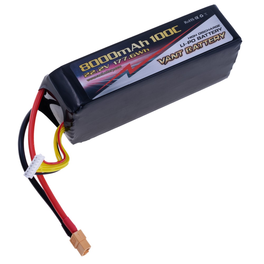 LiPo 8000 mAh, 22,2V, 60x44x162мм VANT Battery акумулятор літій-полімерний 6S1P LI-PO 100C XT60 LiPo 8000 mAh, 22,2V, 60x44x162мм VANT Battery акумулятор літій-полімерний 6S1P LI-PO 100C XT60