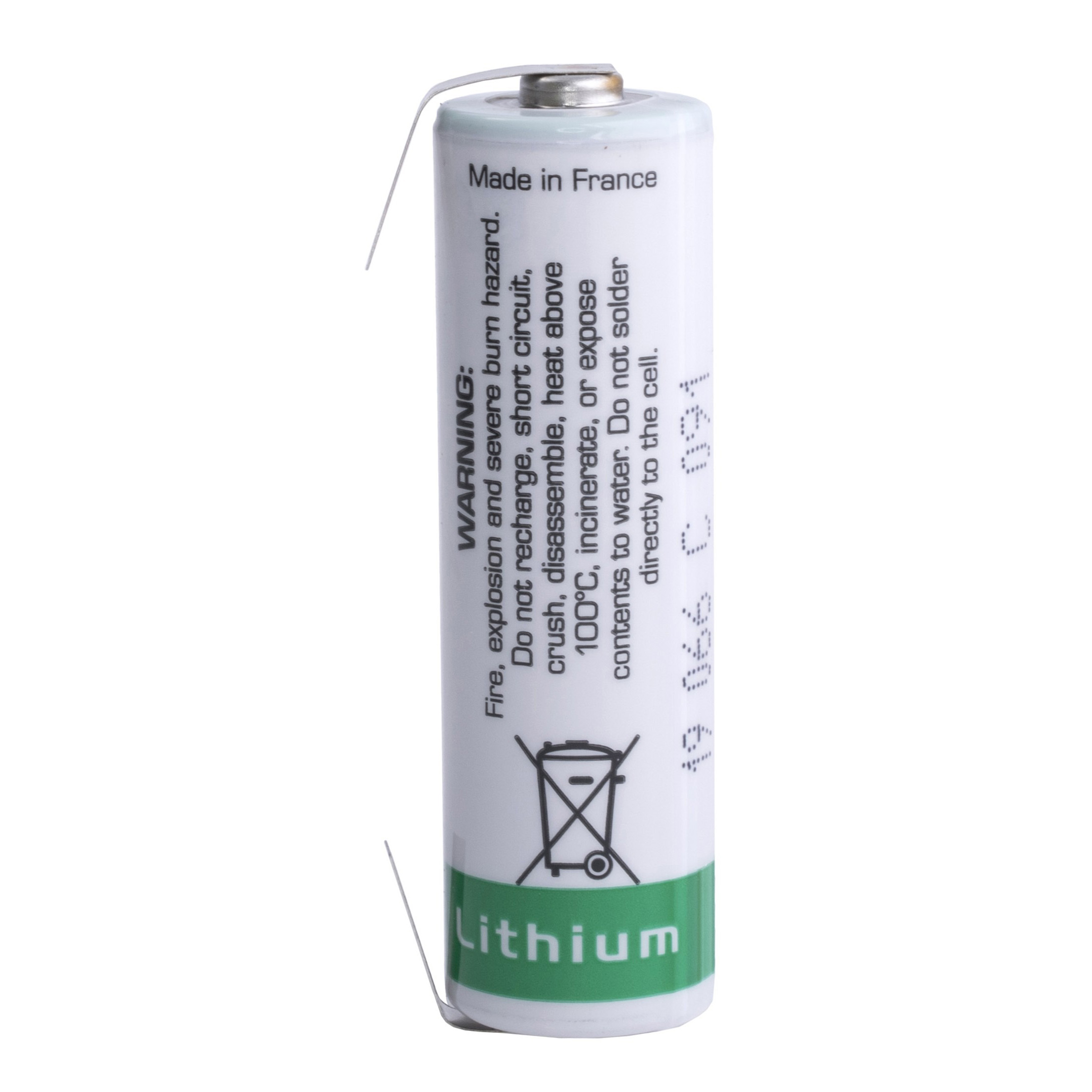 SAFT Lithium Batterie AA LS 14500 CNR mit Lotfahnen U-Formig 3,6V 2,6Ah  Lithium-Thionylchlorid