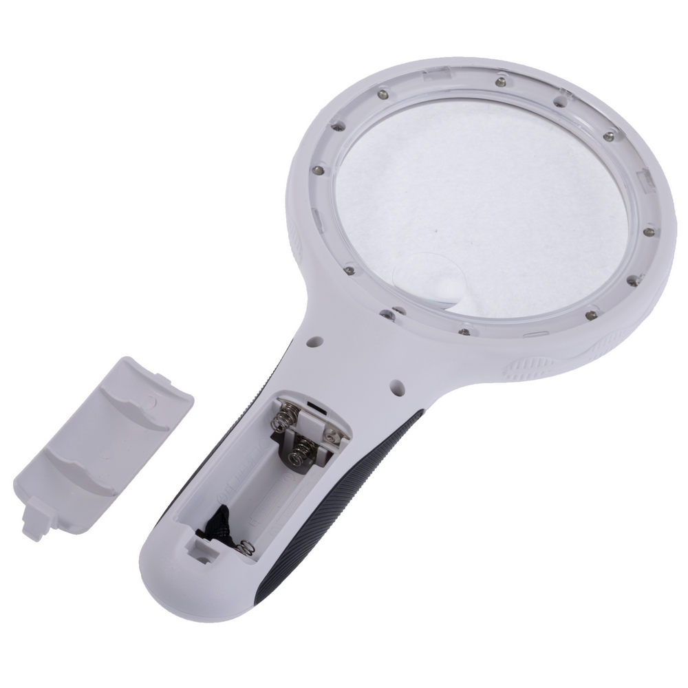 Лупа ручная с LED подсветкой и ультафиолетом, 2,5X увеличение, диаметр - 90 мм, Magnifier 9588