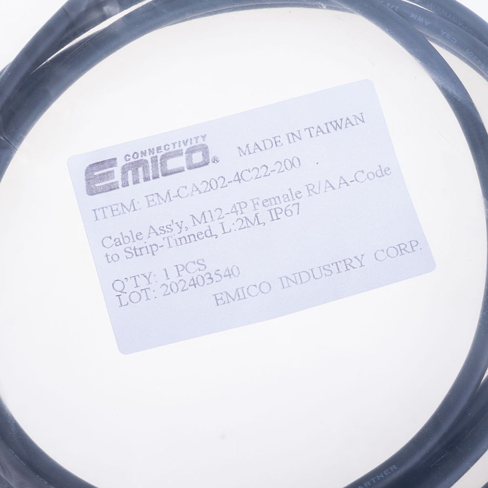 Роз’єм M12 4-pin для датчиків EM-CA202-4C22-200 Роз’єм M12 4-pin для датчиків EM-CA202-4C22-200