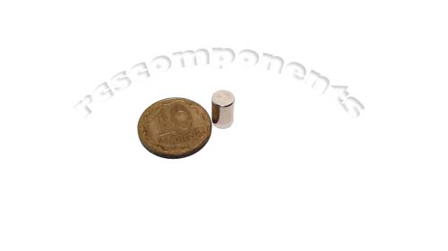 Neodym starker Magnet Abrisskr. 0,75 kg Zylinder N38 Ø5 x 7,5 mm vernickelt Neodym starker Magnet Abrisskr. 0,75 kg Zylinder N38 Ø5 x 7,5 mm vernickelt