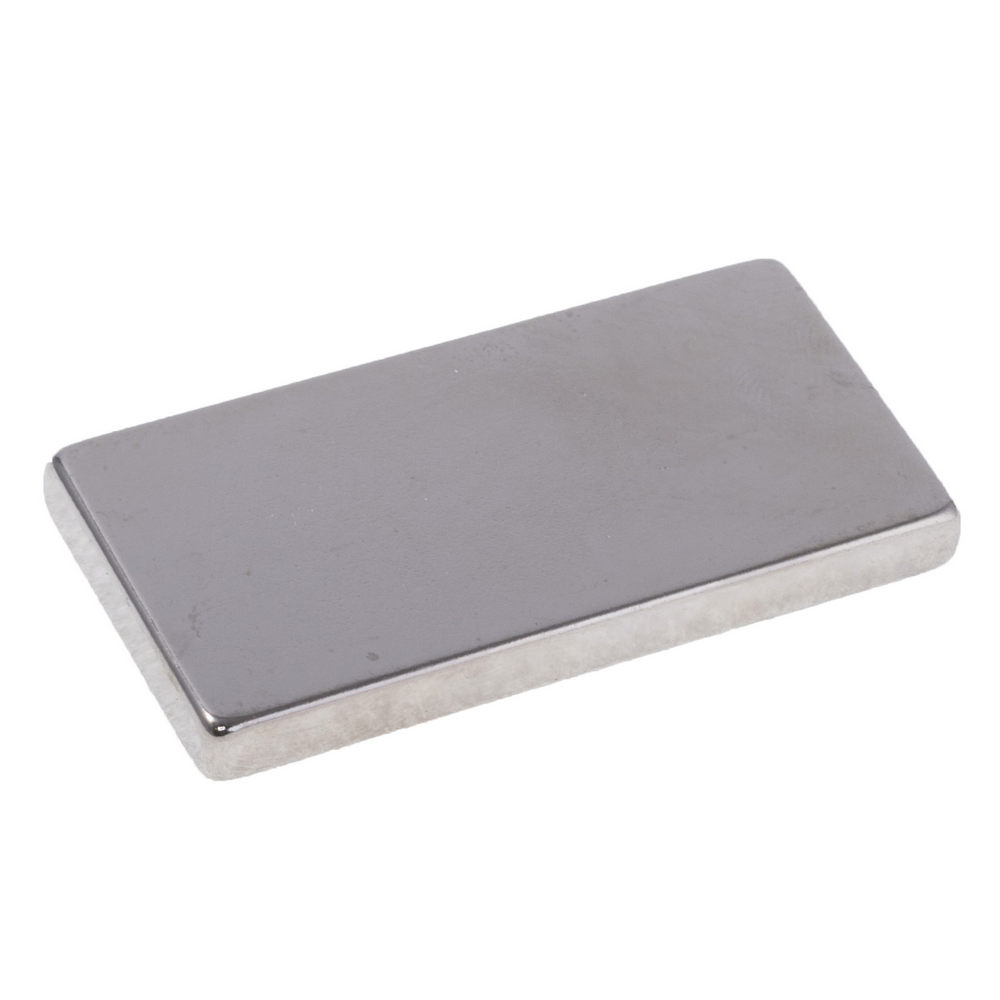 Neodym Magnet, Quader Block 50 x 25 x 5 mm (N38), Ni+Cu+Ni (Nickel)