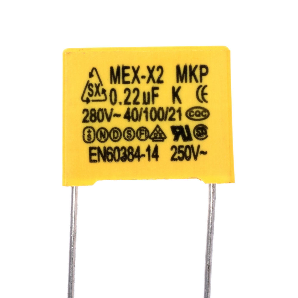 MKP 220nF 280VAC K(+/-10%), P=15mm, 8,4x14,5x18mm (конденсатор пленочный)