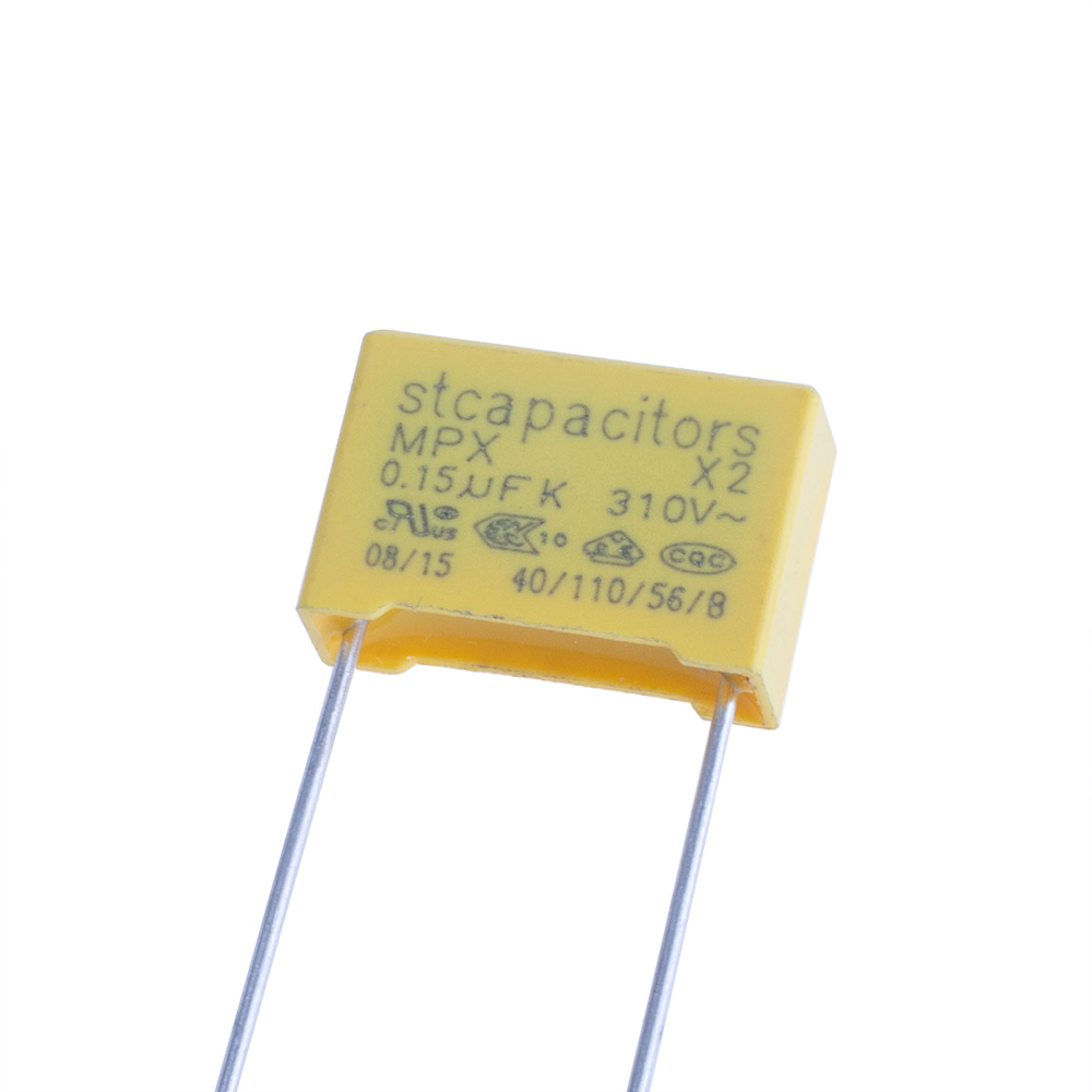 MKP (class X2) 150nF 310VAC K (+/-10%), P = 15mm, 6x12x18mm (STX2-154K31L15) (конденсатор плівковий)