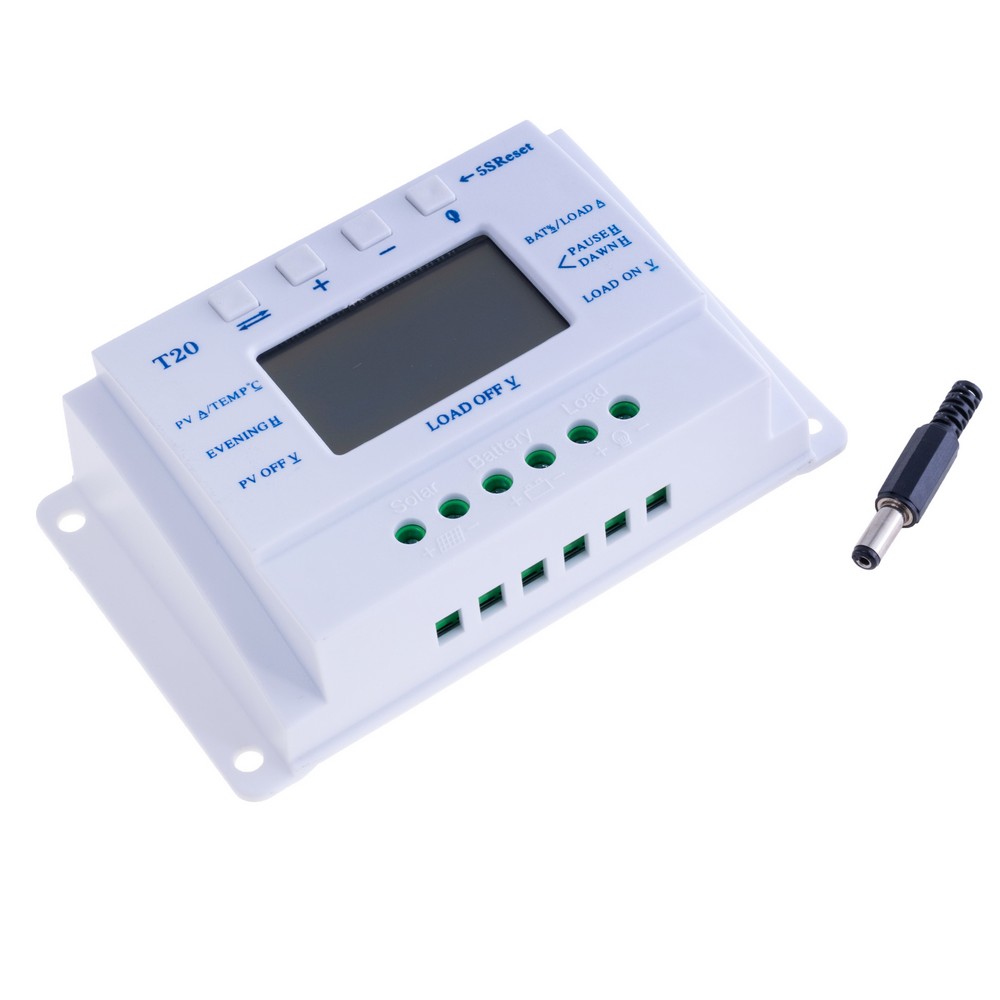Контроллер заряда солнечных панелей MPPT+PWM 20А 12/24V (T20) Контроллер заряда солнечных панелей MPPT+PWM 20А 12/24V (T20)