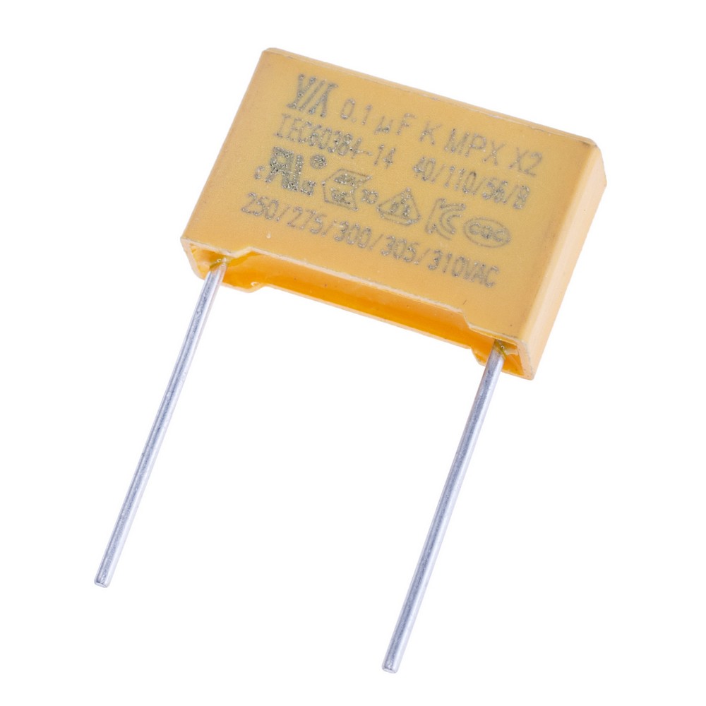 MPX 100nF 310VAC J(±5%), P=15mm, 18x11x5mm X2-104K310VACD1 YY-конденсатор плівковий