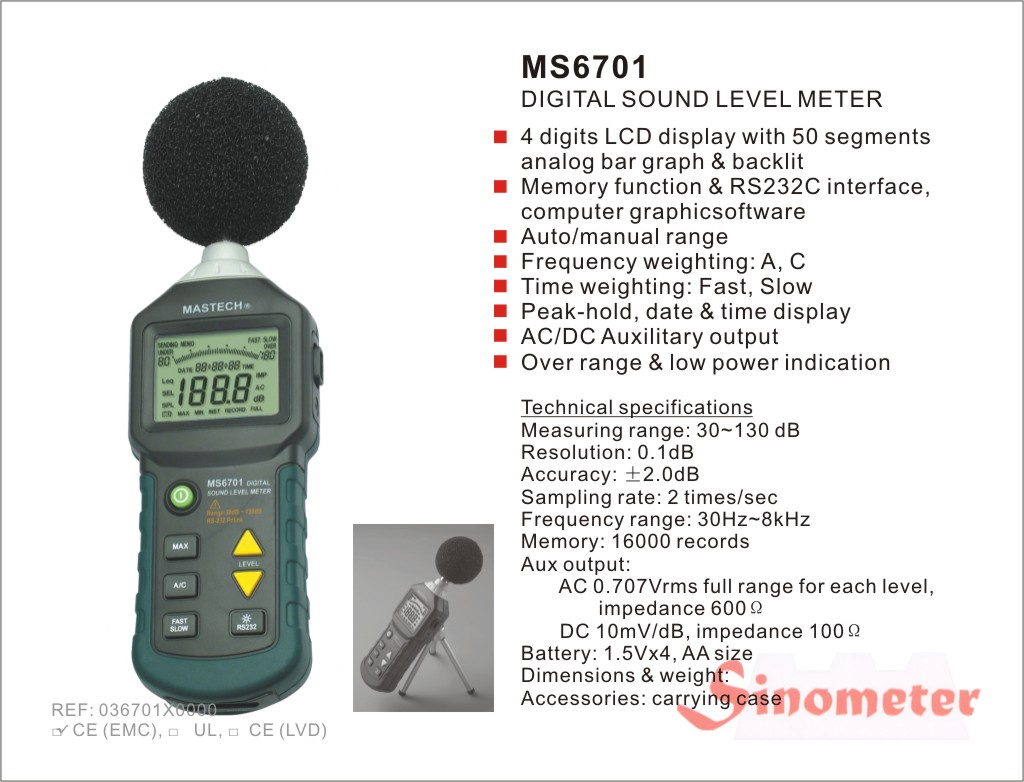 Tester des Niveau Lautstarke MS6701 Tester des Niveau Lautstarke MS6701