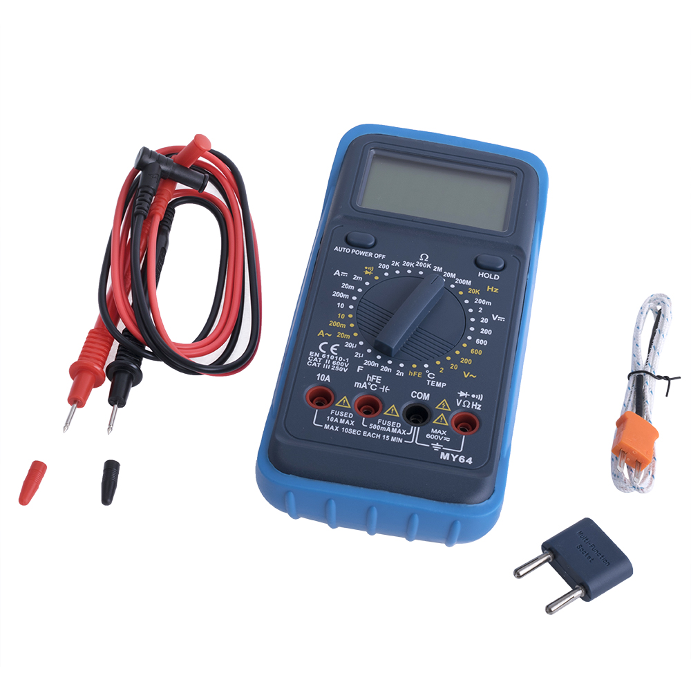 MY64 Handmultimeter DCV/ACV/DCA/ACA/Ohm/Cap/Hz/Temp