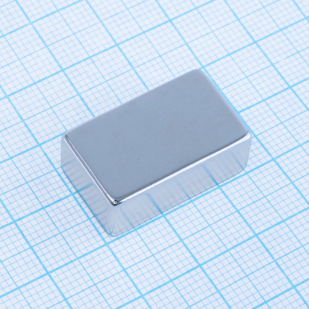 Магніт N38, NdFeB, Ni + Cu + Ni,  Block, 25x15x10mm