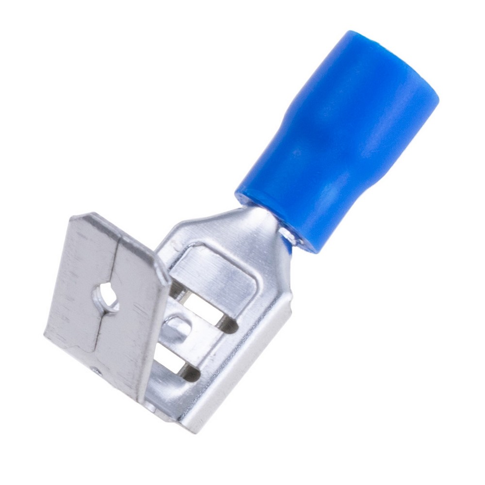 Наконечник синій, плоский  латунь"мама" 6,3мм на провід 2,5 mm², HPBDD2-250 Blue