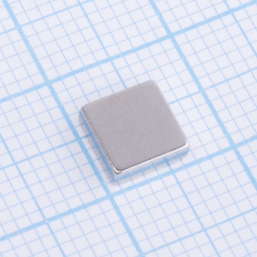 Магнит NdFeB, Блок 6 x 6 x 2 mm (N48), Ni+Cu+Ni (никель)