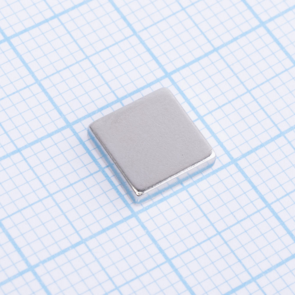 Магнит NdFeB, Блок 8 x 8 x 2 mm (N48), Ni+Cu+Ni (никель)