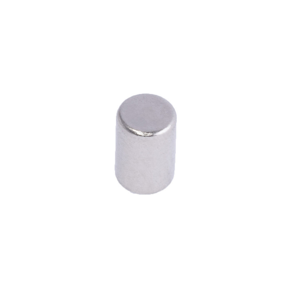 Магнит NdFeB, диск/цилиндр D4 x 6 mm (N38), Ni+Cu+Ni (никель)