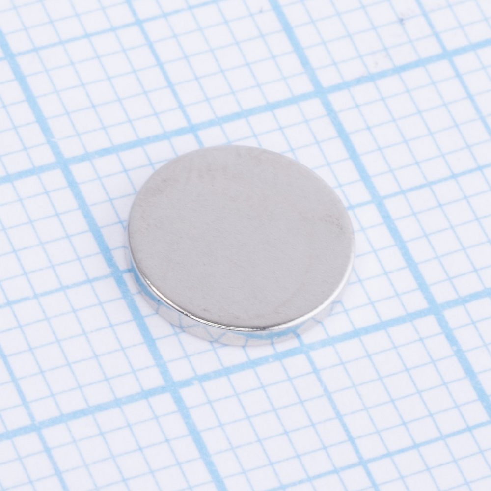 Магнит NdFeB, диск/цилиндр D8 x 1 mm (N50), Ni+Cu+Ni (никель)