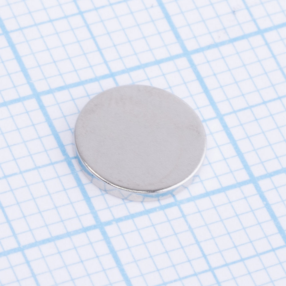 Магнит NdFeB, диск/цилиндр D8 x 1 mm (N50), Ni+Cu+Ni (никель)