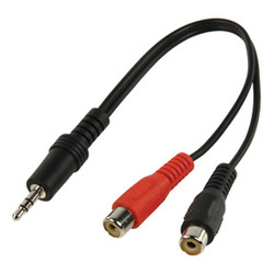 CABLE-406, Jack 3,5 mm Stecker, RCA Steckkontaktbuckse x2; 0,2m