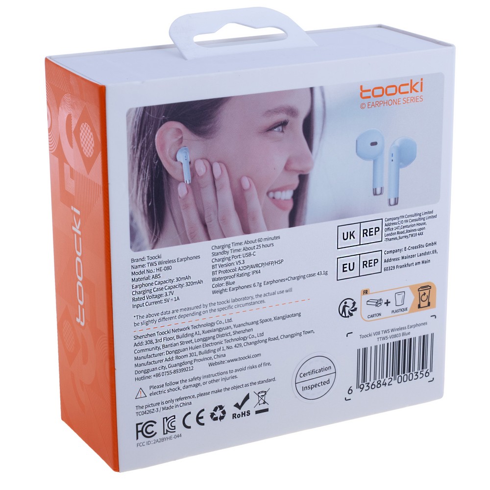 Kopfhörer Bluetooth 5.3 HiFi, hellblau, TTWS-V0802 Kopfhörer Bluetooth 5.3 HiFi, hellblau, TTWS-V0802