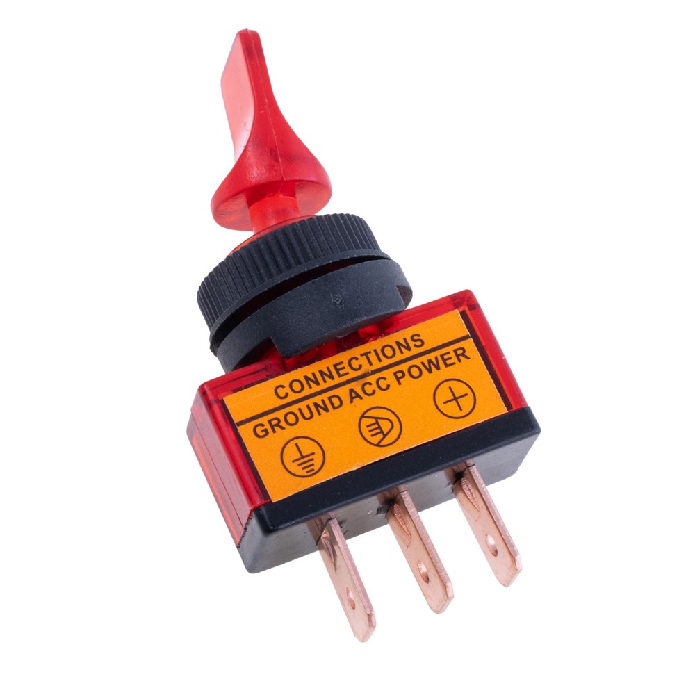 Тумблер червоний ON-OFF із підсвічуванням 12V/20A, ASW-14D red lamp Тумблер червоний ON-OFF із підсвічуванням 12V/20A, ASW-14D red lamp